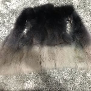 100% fox fur black grey vest